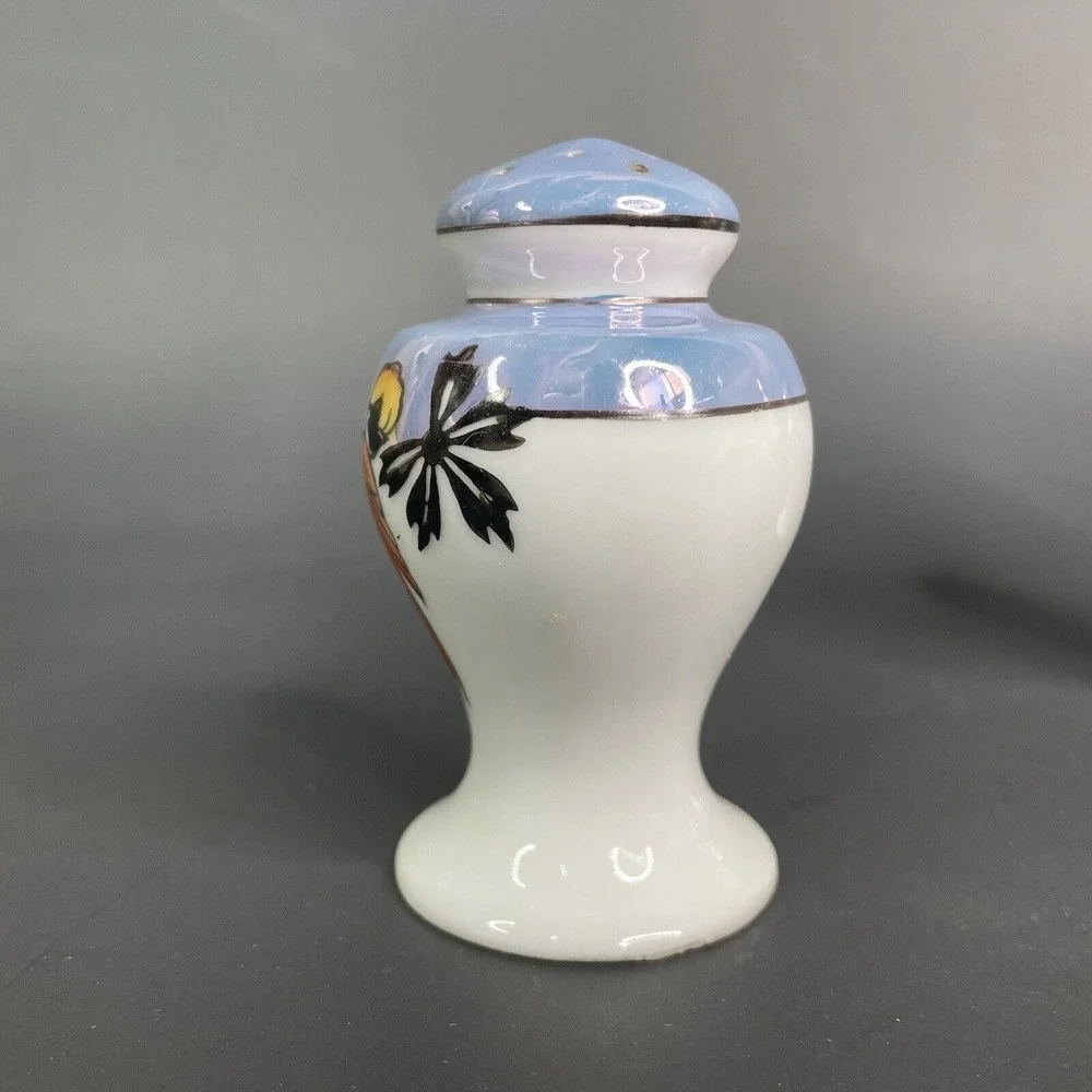 Vintage Lustreware Salt & Pepper Shaker Set Japan Porcelain Hand Painted Parrots